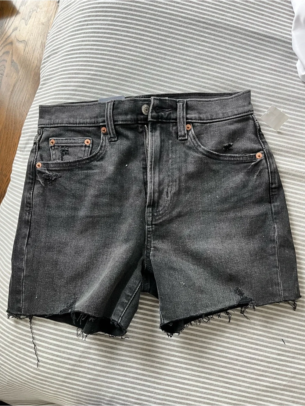 GAP Black Distressed Denim Jean Shorts